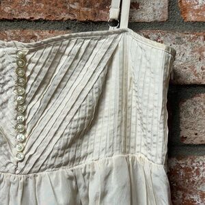 Banana Republic Cream Pintuck Midi Dress with Button Trim